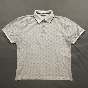 Marcello Polo Mens L Italian Fabric 100% Cotton Geometric Shirt Golf Cuff Sleeve